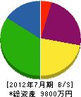 北田電機工業 貸借対照表 2012年7月期