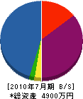 瀧澤設備工業 貸借対照表 2010年7月期