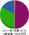 滝沢電気工事 貸借対照表 2011年7月期