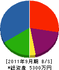 田中機械店 貸借対照表 2011年9月期