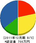 若山電設 貸借対照表 2011年12月期 若山電設 貸借対照表 2011年12月期