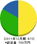 岩崎左建工業 貸借対照表 2011年12月期 岩崎左建工業 貸借対照表 2011年12月期