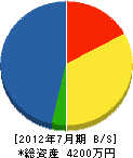 野田設備 貸借対照表 2012年7月期