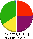 横井建設 貸借対照表 2010年7月期