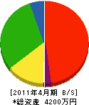 田島ポンプ工業 貸借対照表 2011年4月期