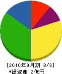 物江汽設 貸借対照表 2010年9月期