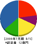 積田電業社 貸借対照表 2008年7月期