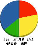 大田機電 貸借対照表 2011年7月期
