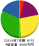 関水道工業 貸借対照表 2010年7月期
