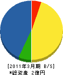 田上建設 貸借対照表 2011年3月期