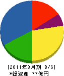 大川原製作所 貸借対照表 2011年3月期