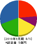 大鹿電業 貸借対照表 2010年9月期