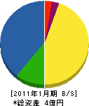 カネ敷商事 貸借対照表 2011年1月期