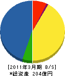 中電興業 貸借対照表 2011年3月期