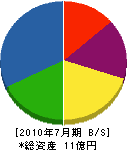 積田電業社 貸借対照表 2010年7月期
