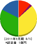 昭和ウインドウ 貸借対照表 2011年9月期