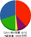 渡辺鉄工 貸借対照表 2011年9月期