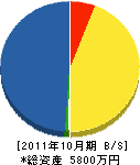 川崎工務店 貸借対照表 2011年10月期
