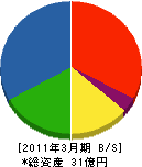 千代田計装 貸借対照表 2011年3月期