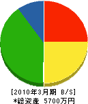 芦澤工務所 貸借対照表 2010年3月期