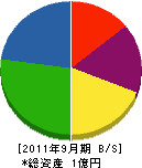 中田設備工業 貸借対照表 2011年9月期