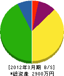 宇津井工務店 貸借対照表 2012年3月期