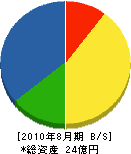 京都医療用酸素 貸借対照表 2010年8月期