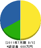 上野造園 貸借対照表 2011年7月期