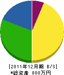 田之上組 貸借対照表 2011年12月期