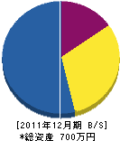 平建工務店 貸借対照表 2011年12月期 平建工務店 貸借対照表 2011年12月期
