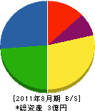 九州エルピー 貸借対照表 2011年8月期