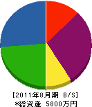 安田塗装 貸借対照表 2011年8月期
