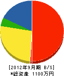 日本ゼウス 貸借対照表 2012年9月期