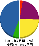 田中造園土木 貸借対照表 2010年7月期