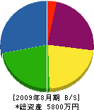 矢野造園土木 貸借対照表 2009年8月期