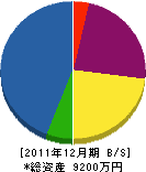 庵野組 貸借対照表 2011年12月期