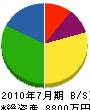ササモト 貸借対照表 2010年7月期 ササモト 貸借対照表 2010年7月期