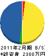 渡邊電業 貸借対照表 2011年2月期