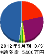 木谷実業 貸借対照表 2012年9月期