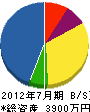 田中電力サービス 貸借対照表 2012年7月期