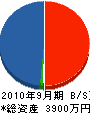 昭和ジオテック 貸借対照表 2010年9月期