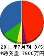 大塚建設 貸借対照表 2011年7月期