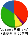 日晃建設 貸借対照表 2012年9月期
