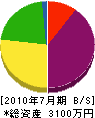 田熊工業 貸借対照表 2010年7月期