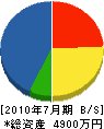 榊原電気 貸借対照表 2010年7月期