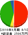 藤田建設 貸借対照表 2010年8月期