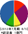 森田工業 貸借対照表 2012年7月期
