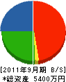 川西工務店 貸借対照表 2011年9月期