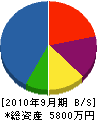 三州設備 貸借対照表 2010年9月期