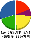 東本創業 貸借対照表 2012年8月期